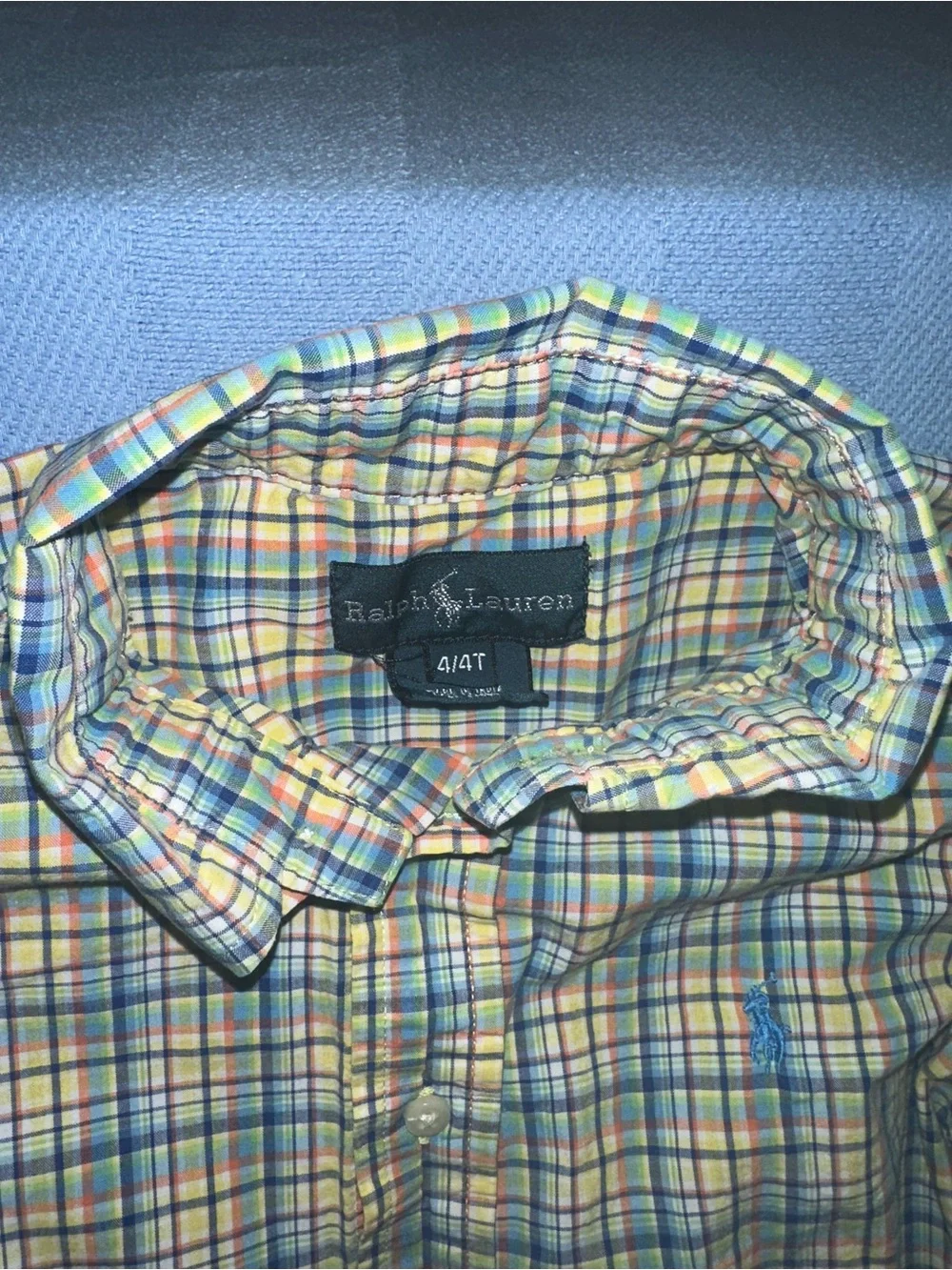Ralph Lauren Boys' Yellow Plaid Button-Down Shirt size 4/4t